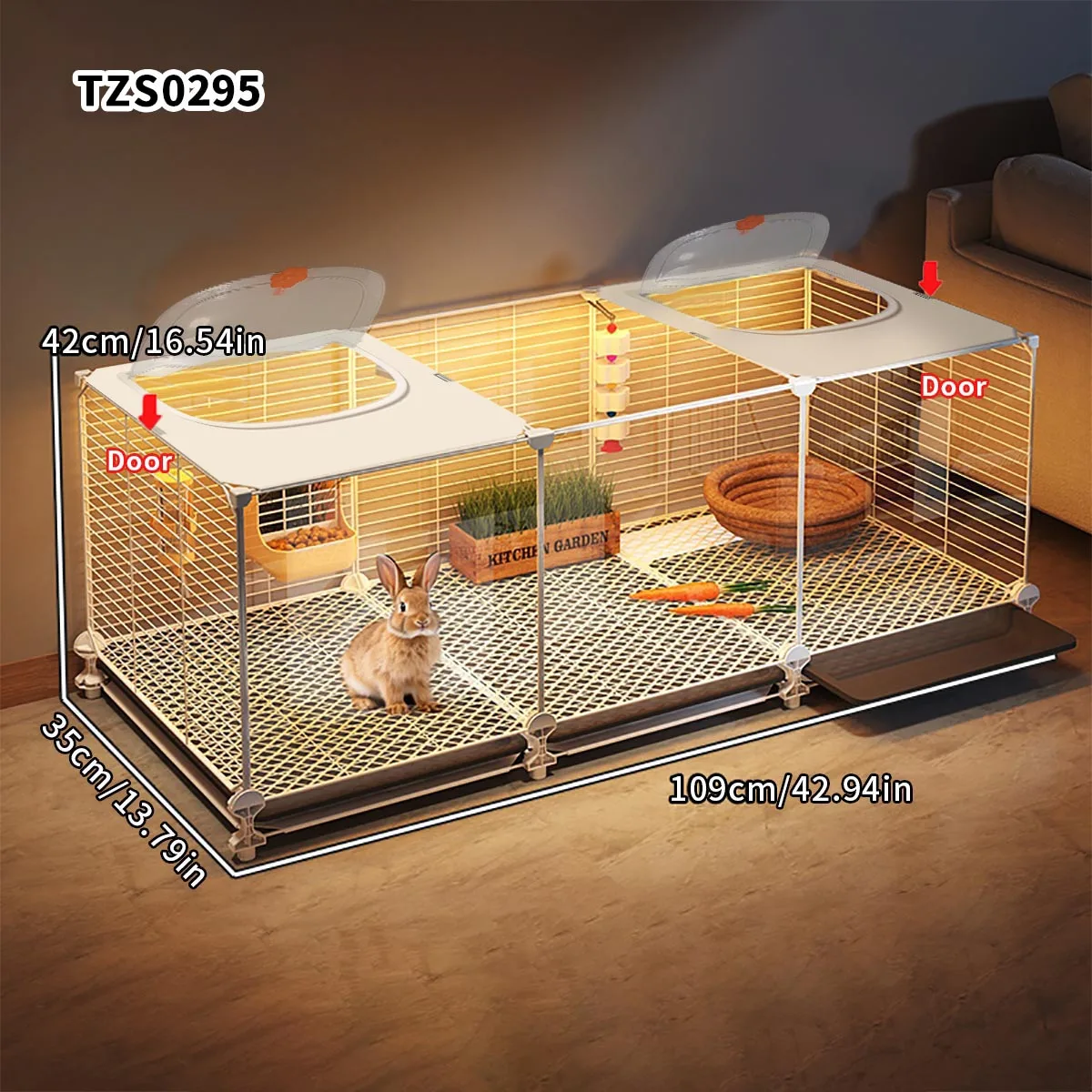 قفص أرنب شفاف قابل للإزالة مع صينية تنظيف كبيرة منزلية داخلية قفص حيوانات صغير عش خنزير غينيا قفص خنزير غينيا #3