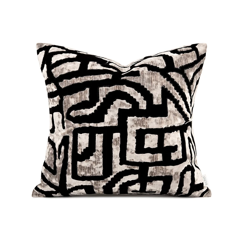 Black Lines Pillows Retro Chinese Cushion Case Luxury Art Square Decorative Pillow Cover For Sofa Chair Home Decorations
