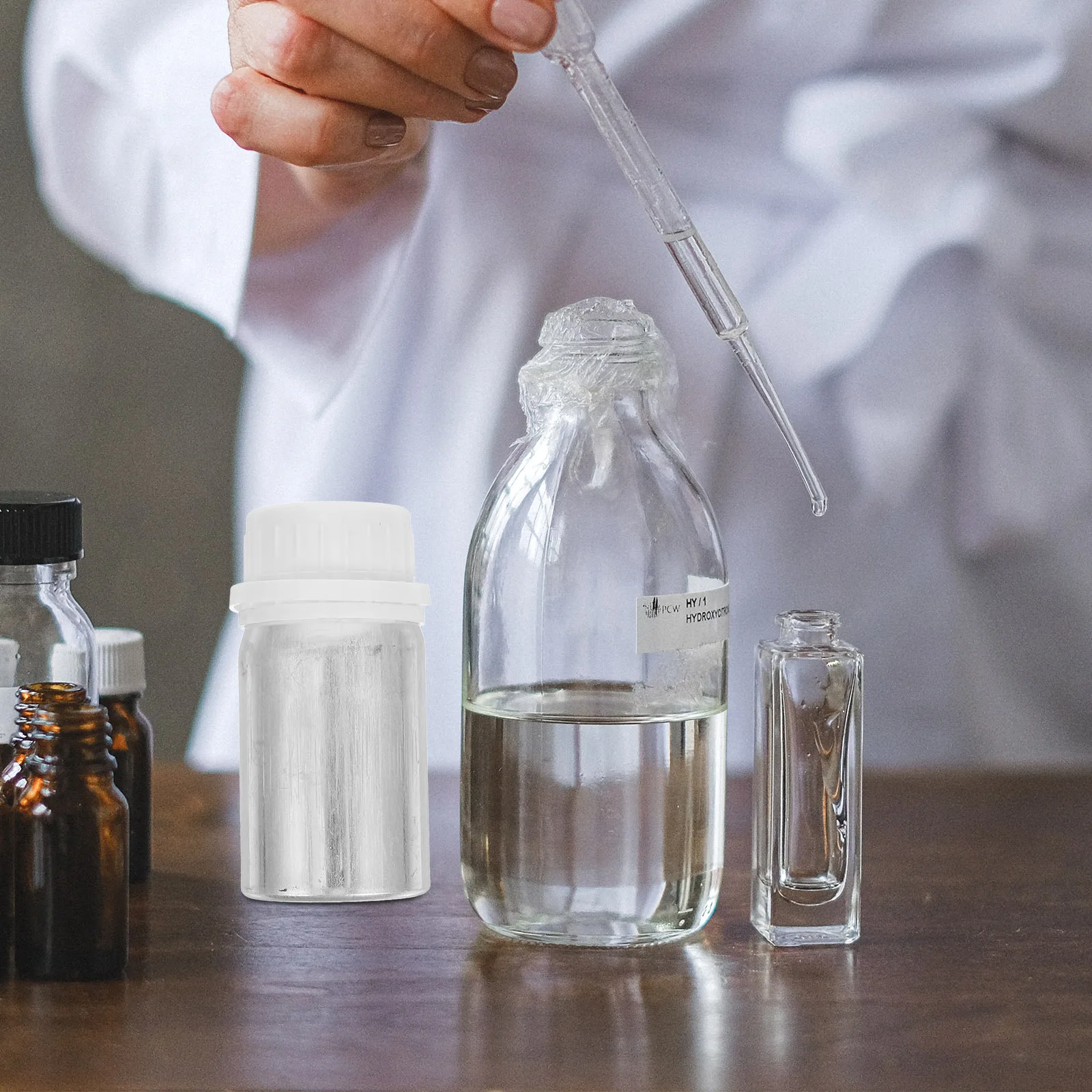4 قطعة زجاجة كاشف كيميائي لعينات المختبر تخزين الحبر مادة الألومنيوم البلاستيكية مقاومة للتسرب إغلاق آمن أنيق #2