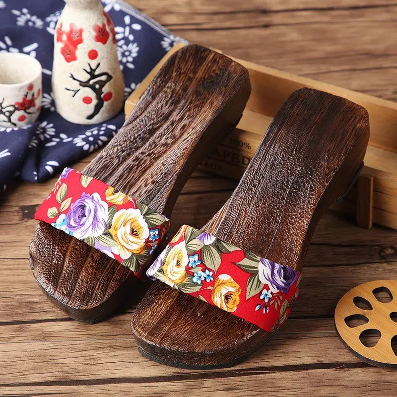 Anime Traditionelle Geta Clogs Cosplay Schuhe Neuheit Sommer Holz Sandalen Frauen Indoor Rutschfeste Hausschuhe