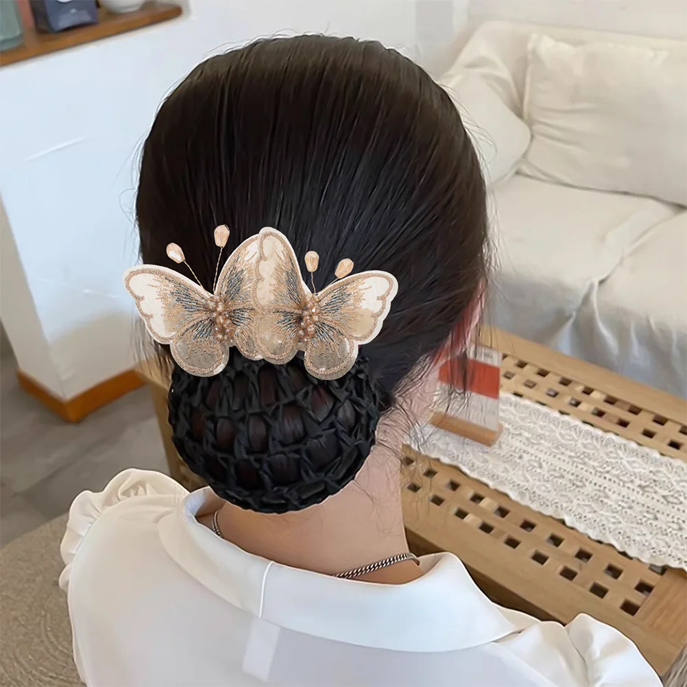 

2pcs Hair Bun Net For Women Butterfly Mesh Hairnet Stylish Comfortable Fit Nurses Flight Attendants Prom Wedding Party Elegant