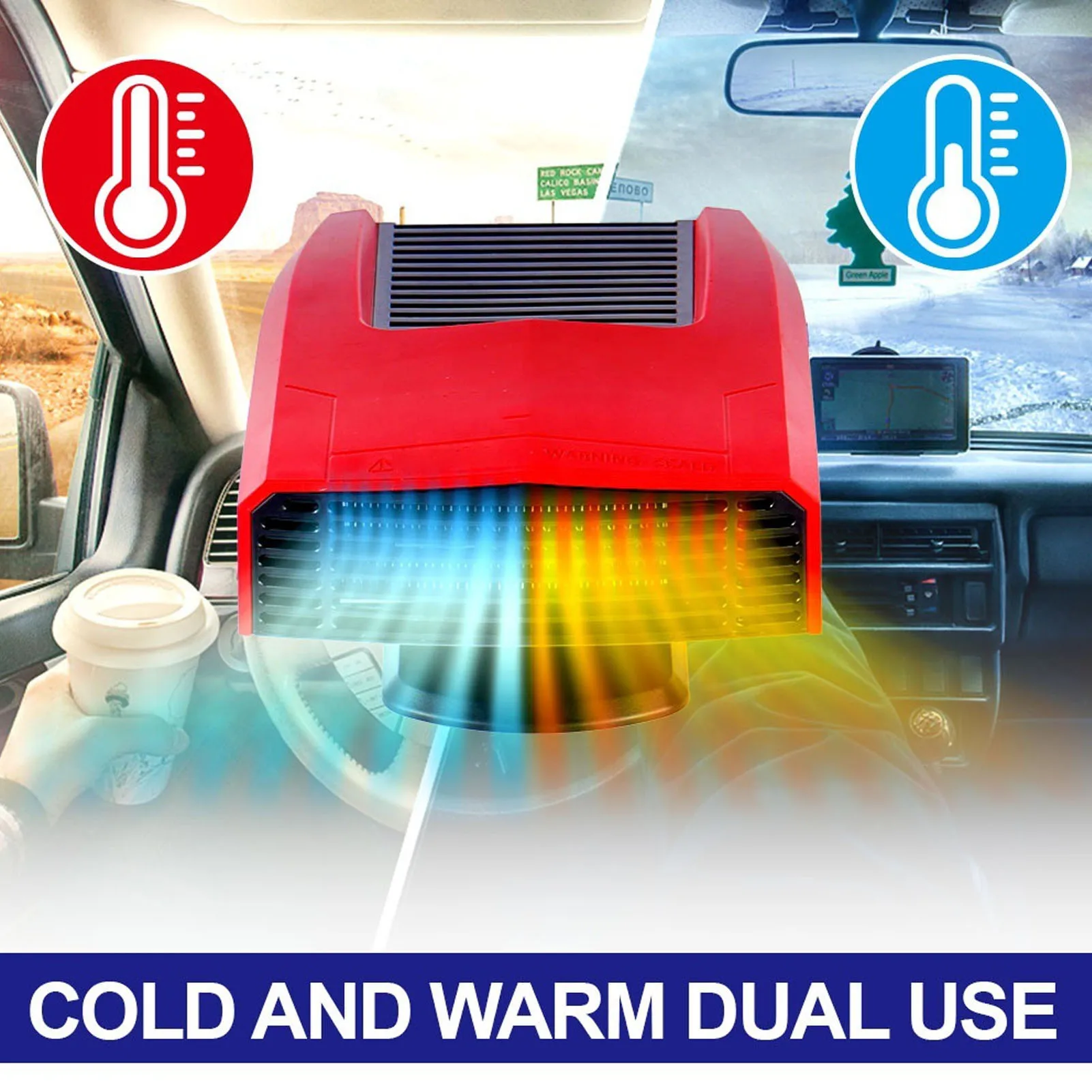 Car Heater Li Ion Battery Space Heater 2 Use Outdoor Defogger with Light USB Quiet Small Electric Thermostat Heater Cooling Fan