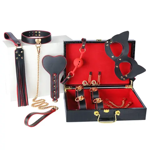 Leather 8 PCS BDSM Bondage Set With Case Adult sexx Games Restraints Kit Exotic Bondage Gear For Couples