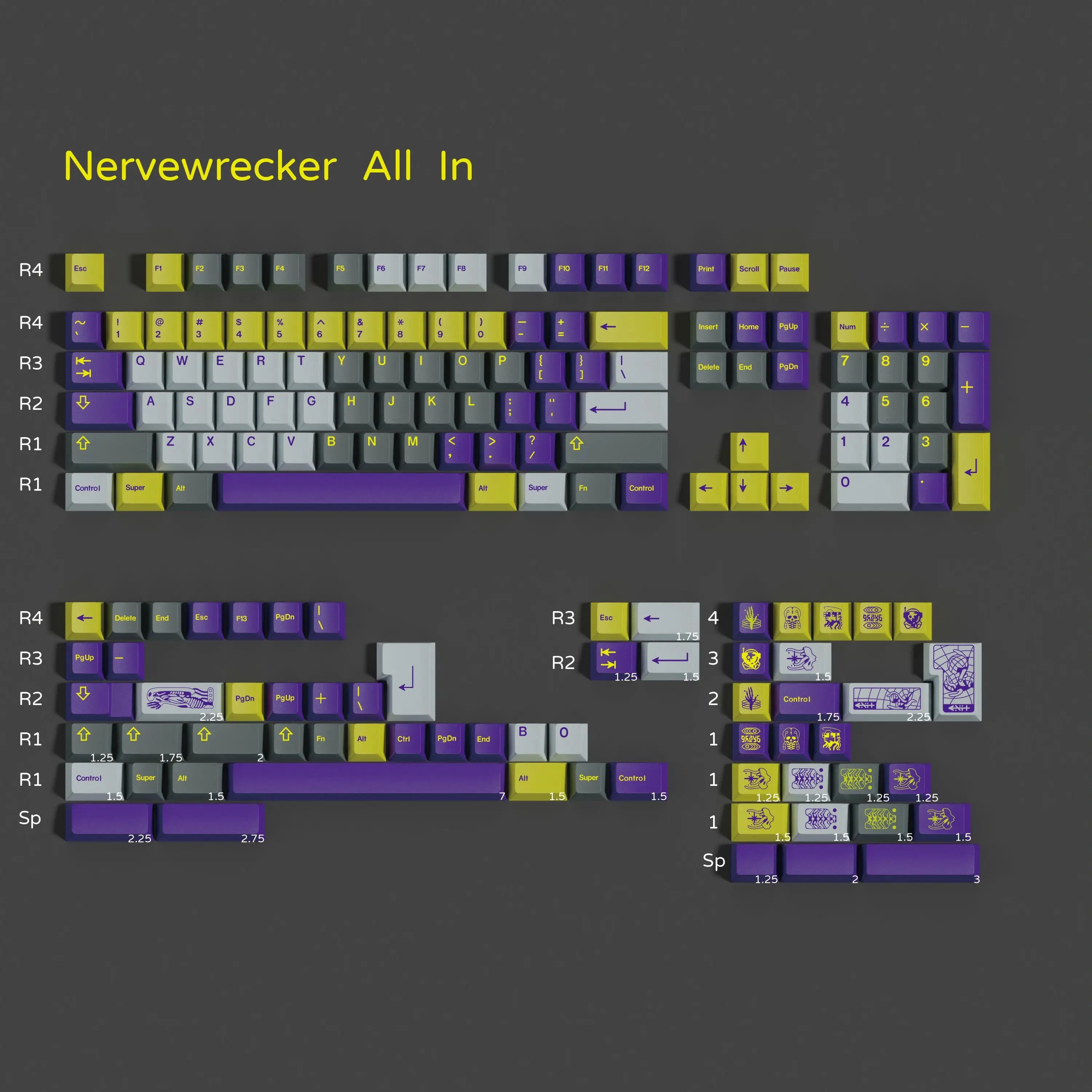 PBT Keycap Cherry Profile Clone GMK NERVEWRECKER Keycaps 5-sided Dye Sub KeyCap For MX Mechanical Keyboard 61 64 66 75 87 98 108
