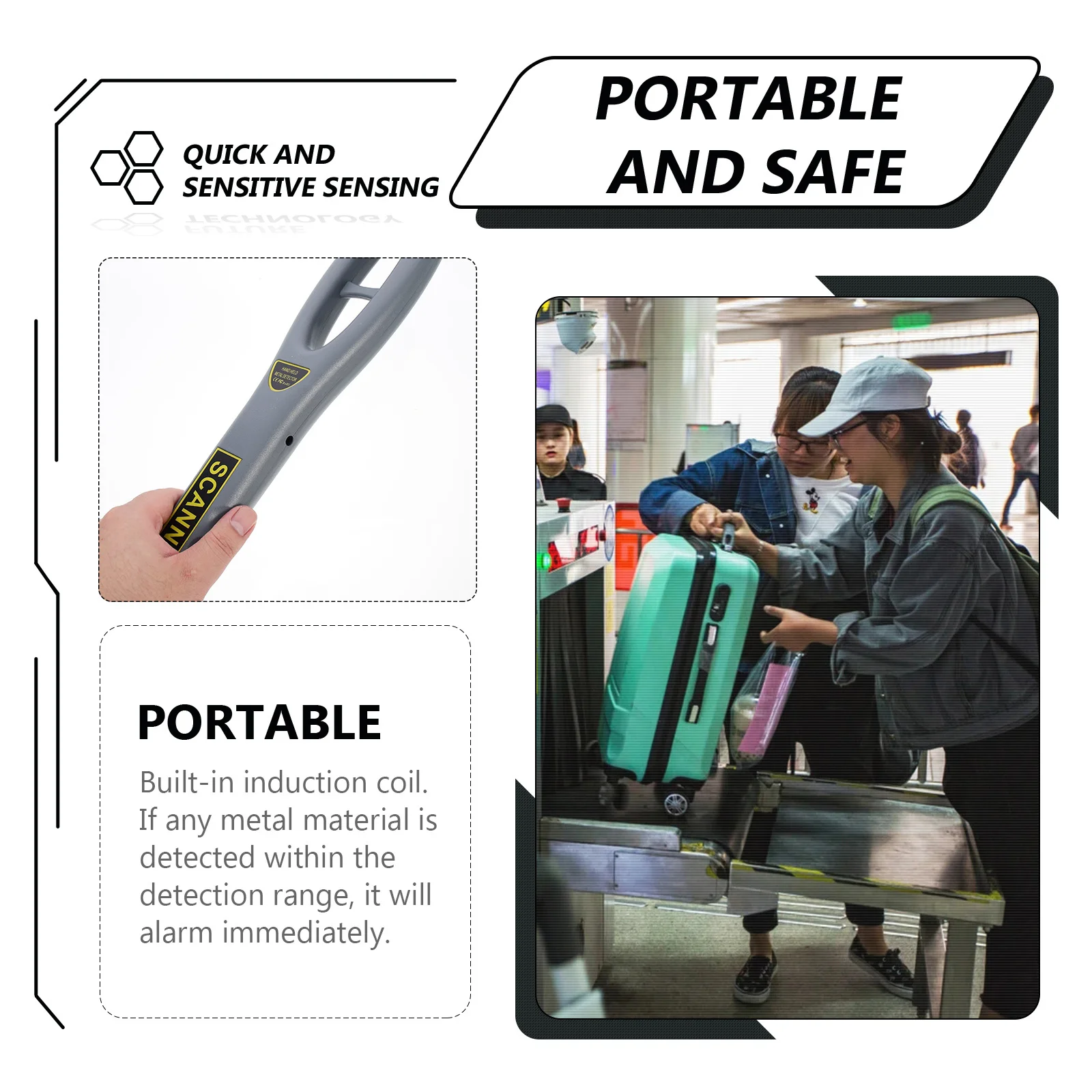 Inspeção durável portátil da segurança do varredor da precisão alta do metal para baterias dos parafusos dos pregos do metal