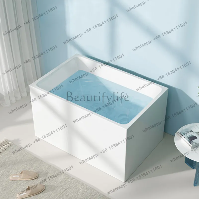 Acrylic household small apartment deep bubble mini square bathtub independent integrated movable Japanese bath small bathtub