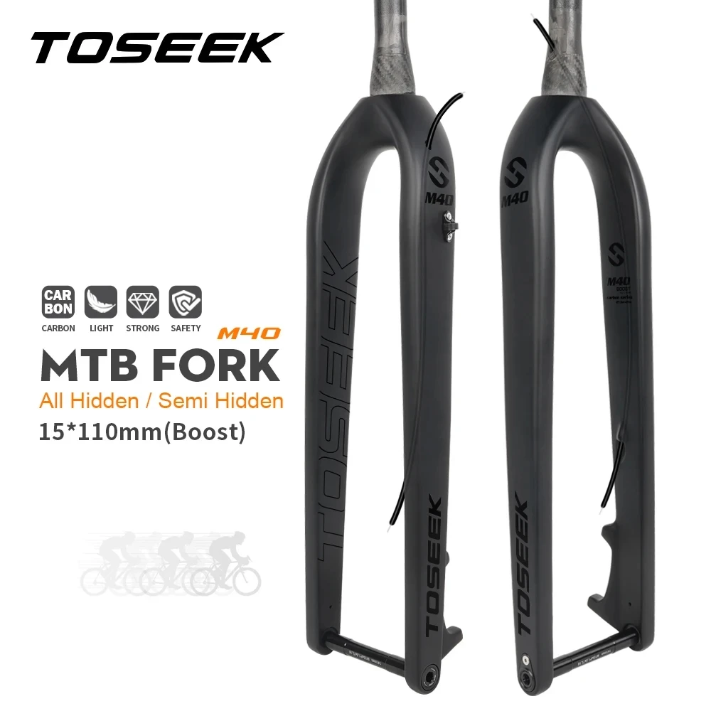 

TOSEEK T800 Carbon Fiber Fork MTB Bike Front Forks 27.5er 29er Boost Fork Thru Axle Fork 15*110mm