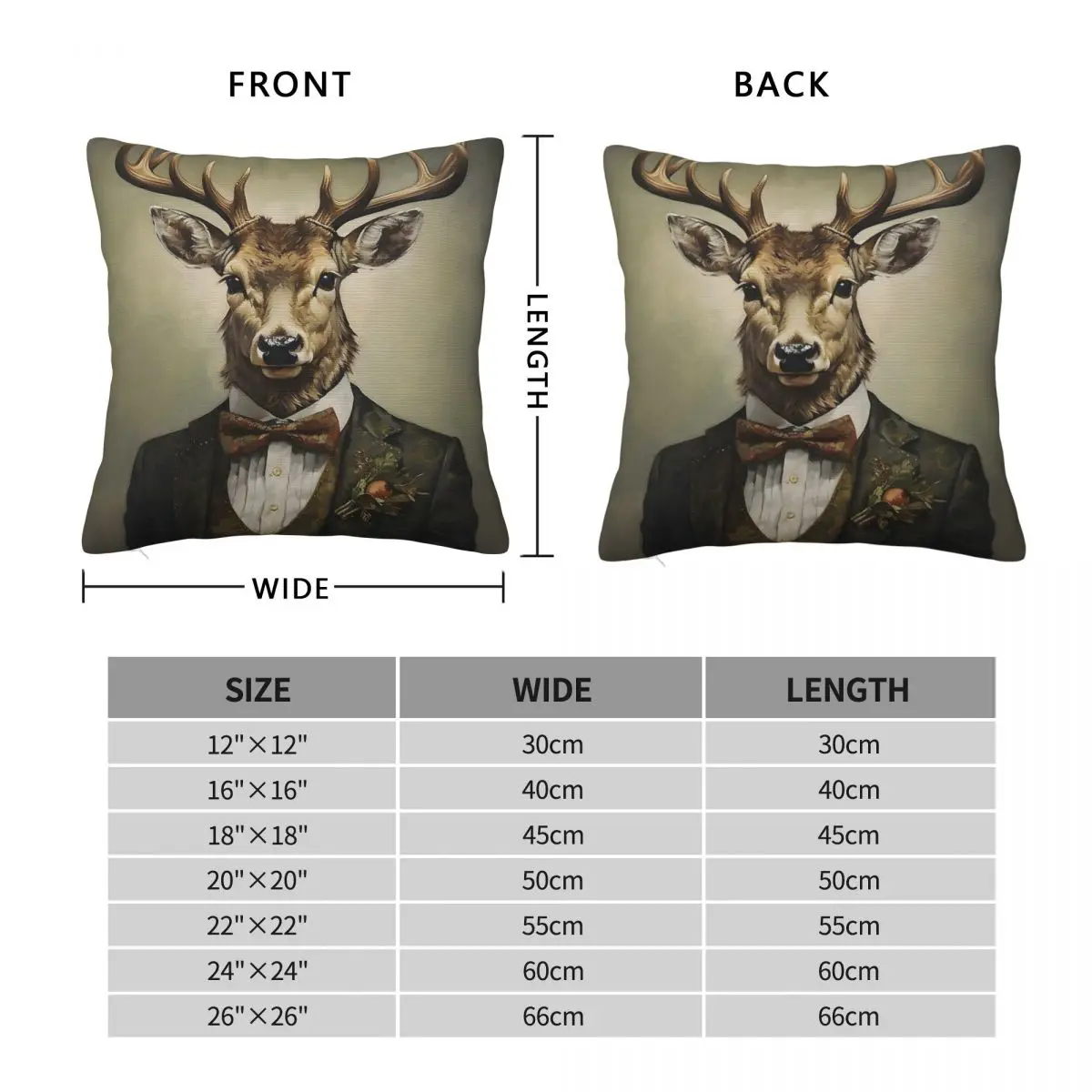 Dapper Deer Portrait Square Pillowcase Polyester Linen Velvet Creative Zip Decorative Pillow Case Room Cushion Cover 18