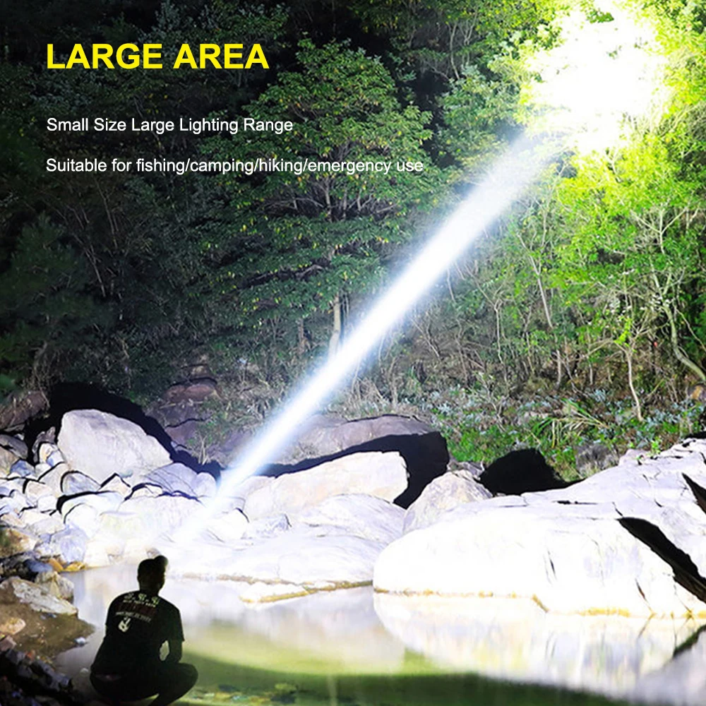 Farol led recarregável poderoso usb 18650 grande área holofote cabeça luz lanterna para a pesca de acampamento caminhadas correndo