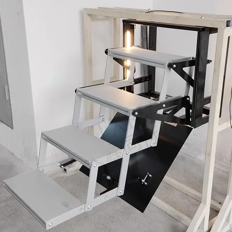 RV modified stepping four-layer manual/electric folding stepping trailer with light folding electric pedal