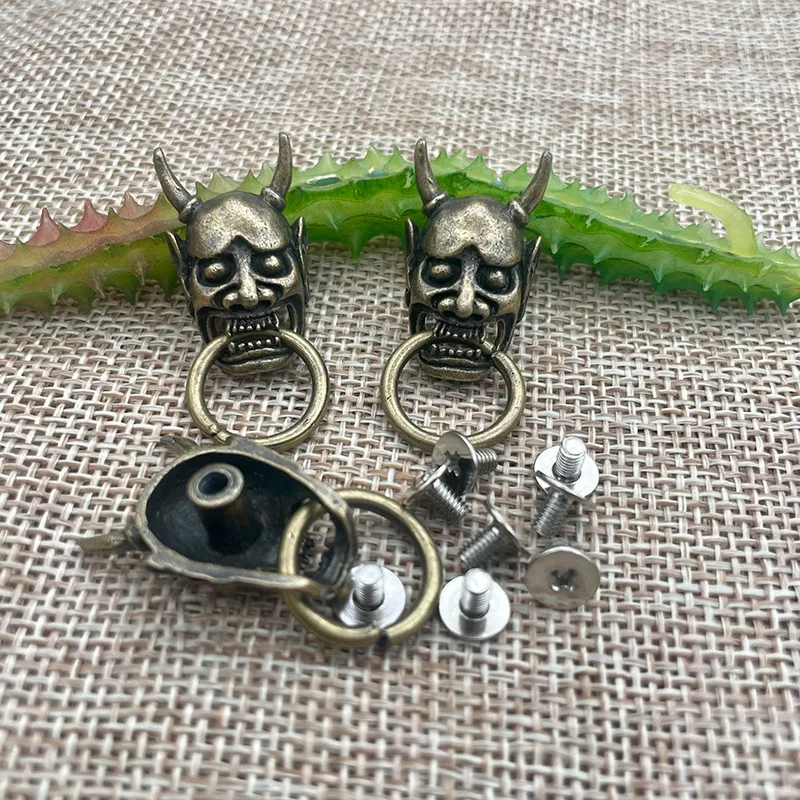 Bronze Halloween Bite Ring Skull Fabric Buckle Leather Purse Decoration Accessories Screw Back Fixed Buttons Concho