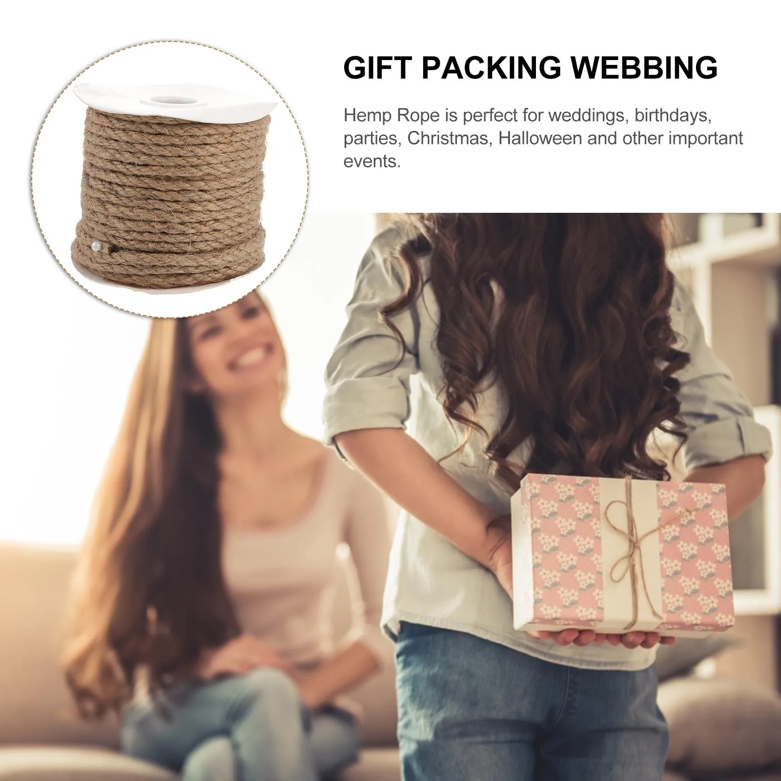 

1 Roll Hemp Rope Natural Decorative Wedding Rope for Bouquet Wrapping Craft Making Gift Packaging
