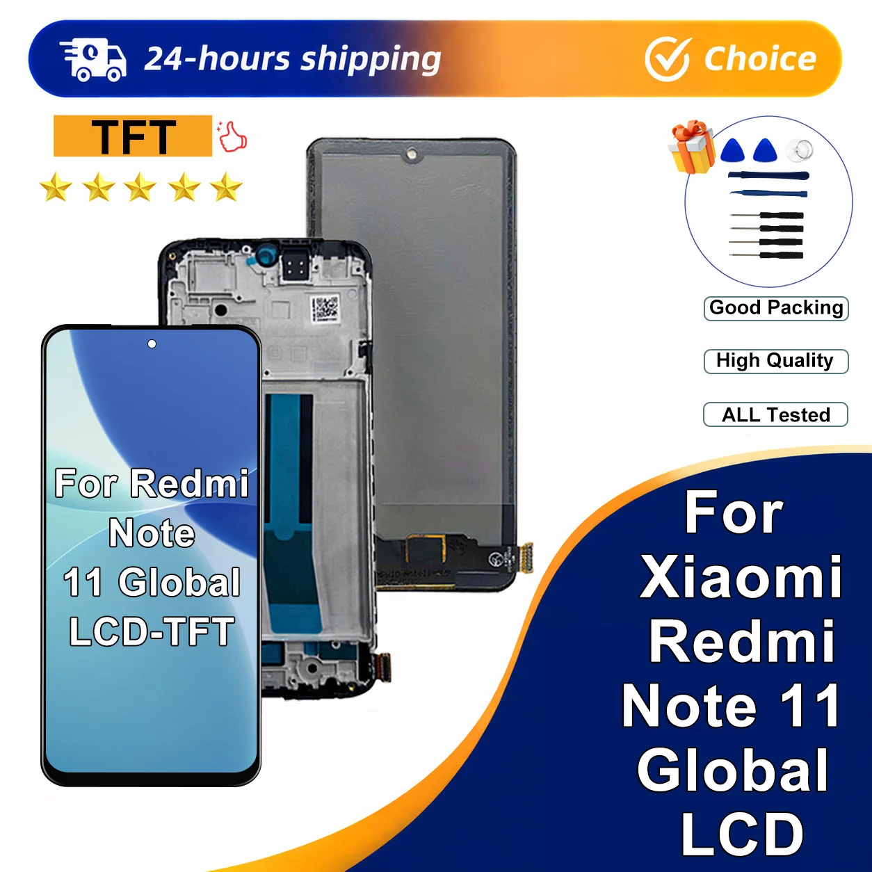 TFT Display For Xiaomi Redmi Note 11 Global LCD 3D Touch Screen Digitizer Assembly For Redmi Note 11 Global Display Repair Parts