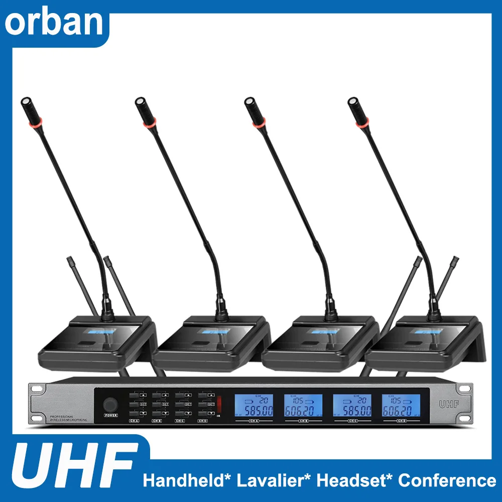 Professional wireless microphone 4-channel gooseneck conference condenser microphone suitable for conference speech microphone