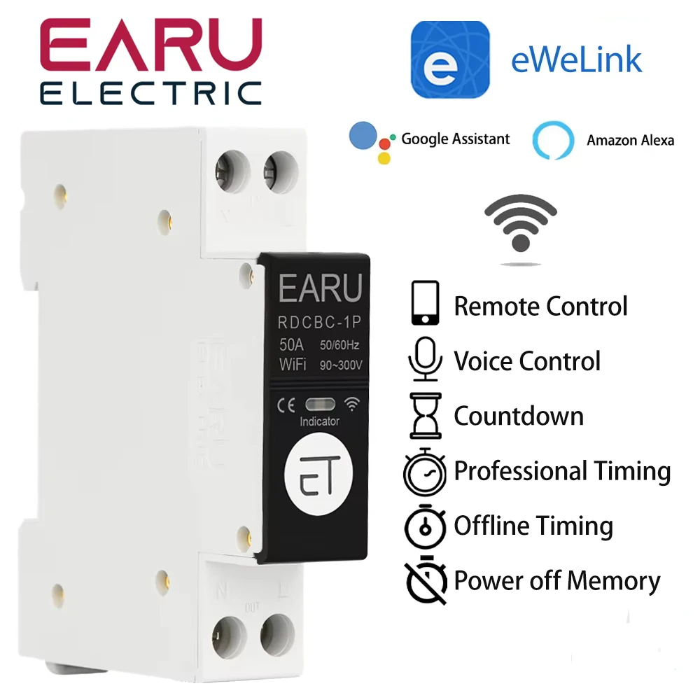 

Приложение eWelink Wi-Fi умный автоматический выключатель 1P + N 32A 63A MCB таймер реле переключатель голосовой пульт дистанционного управления для Alexa Google Home Assistant