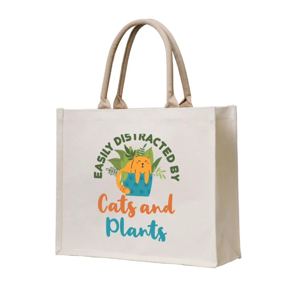 Easily Distracted by Cats and Plants Tote Bag eco pack shopper bags reusable shopping bags