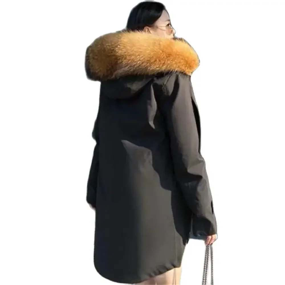 Pop para baixo longo jaquetas à prova dwaterproof água para mulheres casaco de pele de raposa do falso para o sexo feminino quente puffer jaqueta para senhora roupas de inverno 2024