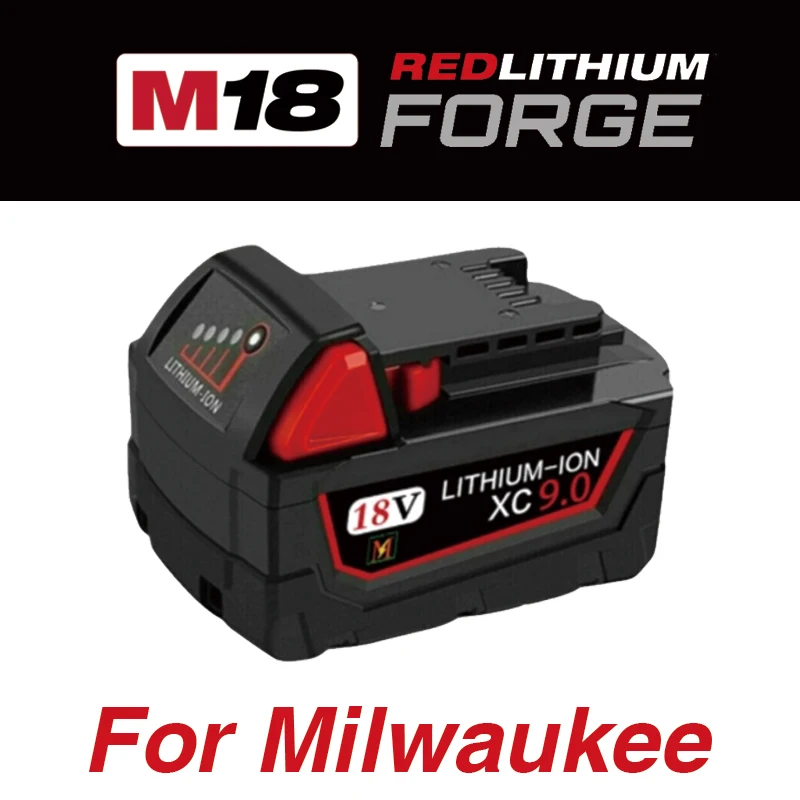

18V 9Ah Battery for Milwaukee M18 Tools, 21700 Cells, Compatible with M18B5/XC/BR (48-11-1815/1850), High Output, Fast Charge