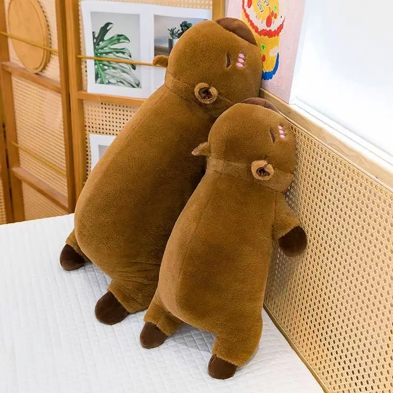 Kawaii كابيبارا ألعاب من نسيج مخملي محشوة كابيبارا رقيق دمية طويلة النوم مخدة ناعمة وسادة أريكة قيلولة النوم لعب للمدرسة عيد الميلاد
