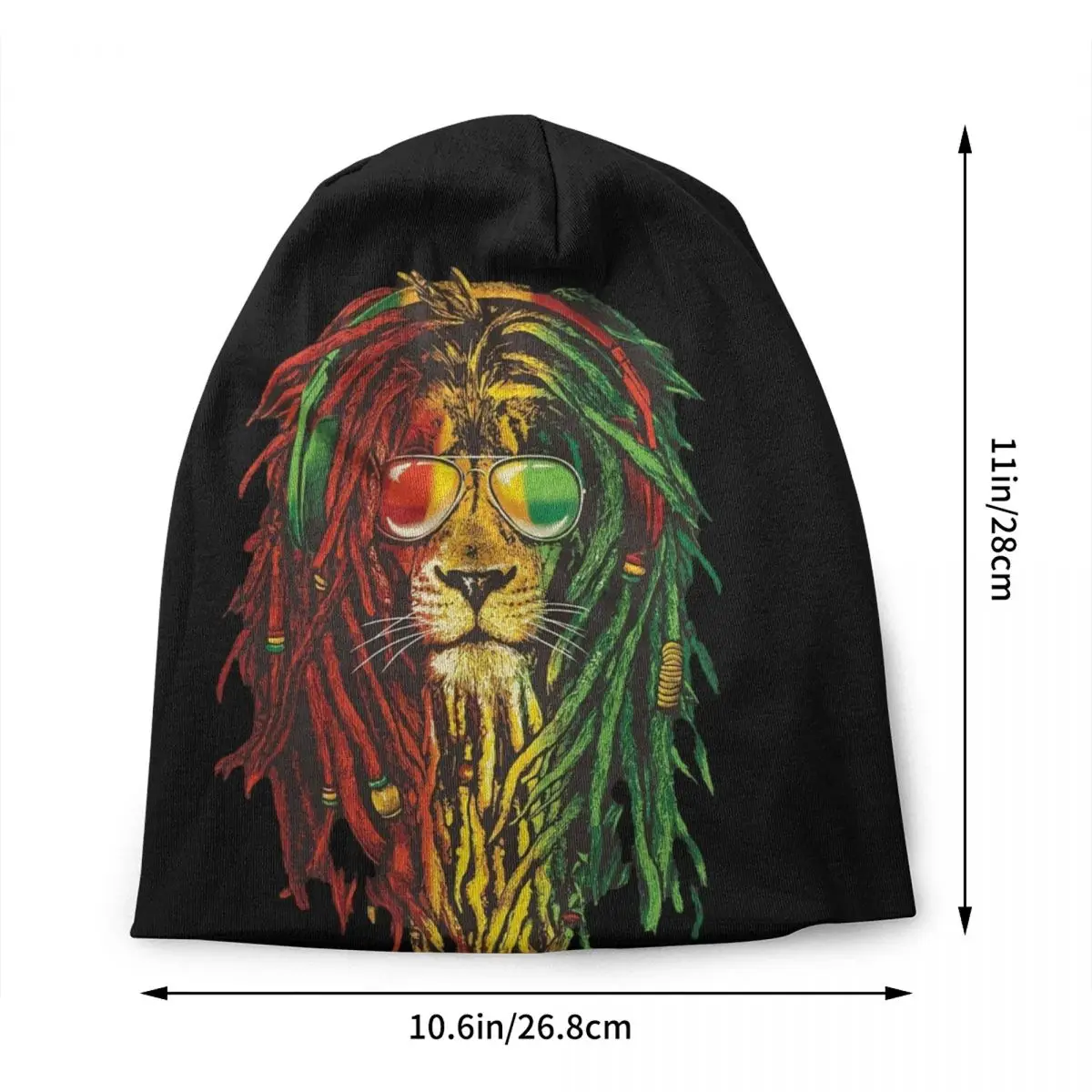 Rasta Reggae Lion Sunglass Art Bonnet Hat Knitting Hats Unisex Adult Jamaican Jamaica Pride Rastafarian Lover Winter Beanies Cap