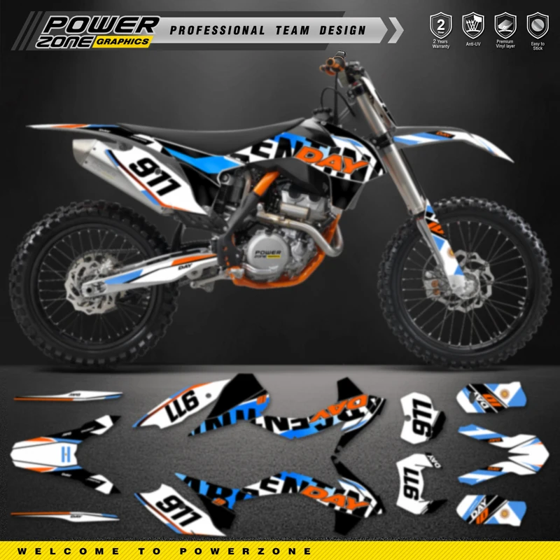 PowerZone Custom Team Graphics Backgrounds Decal Stickers Kit For KTM SX SXF 2013-2015 EXC XCW Enduro 2014-2016 125 to 500cc 53