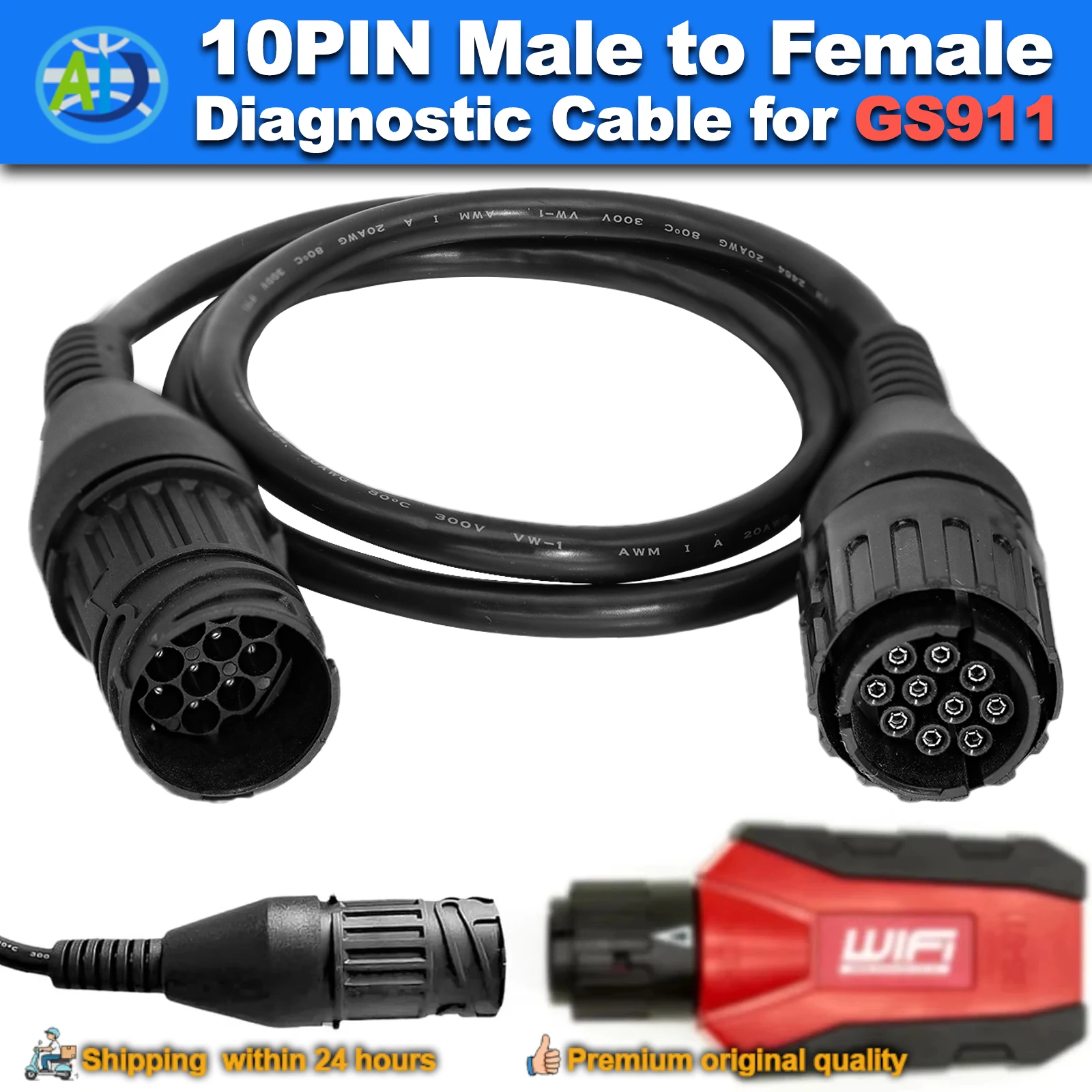 10Pin OBD Diagnostic Cable for BMW 10pin to 10pin ICOM-D Socket Diagnostic Adapter Cable Extension Connector for BMW Motorcycles