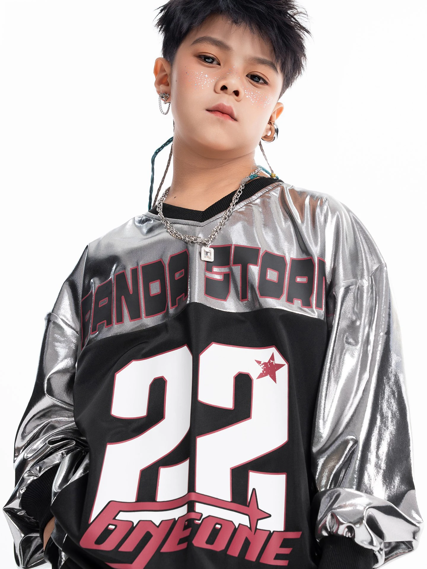 Vêtements de danse de rue Hip Hop pour garçons, sweat-shirt argenté à manches longues, pantalon pour adolescents, vêtements de Performance Poppin, costume pour filles BL17889