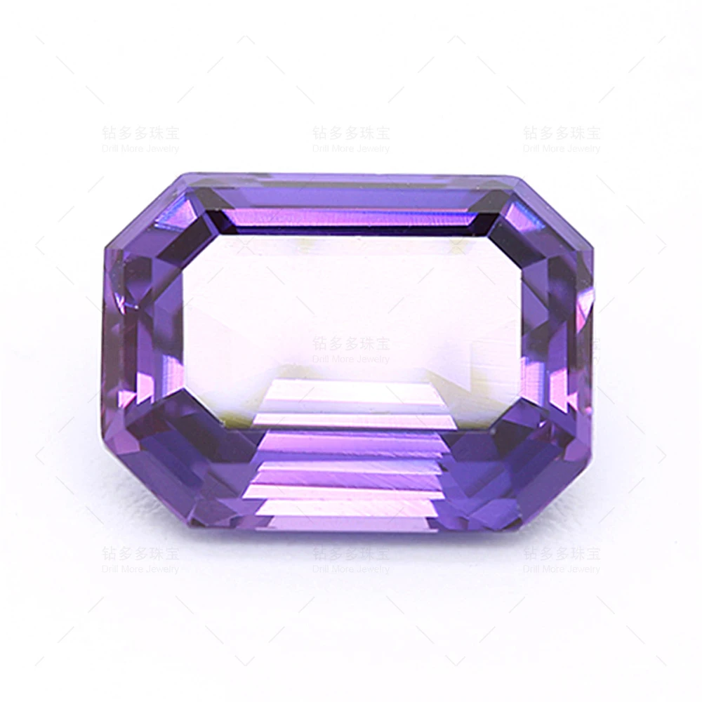 High Quality Gemstones Octagonal Cut Precious Gemstones Purple Lab Grown Sapphire Ring Pendant Custom High Jewelry