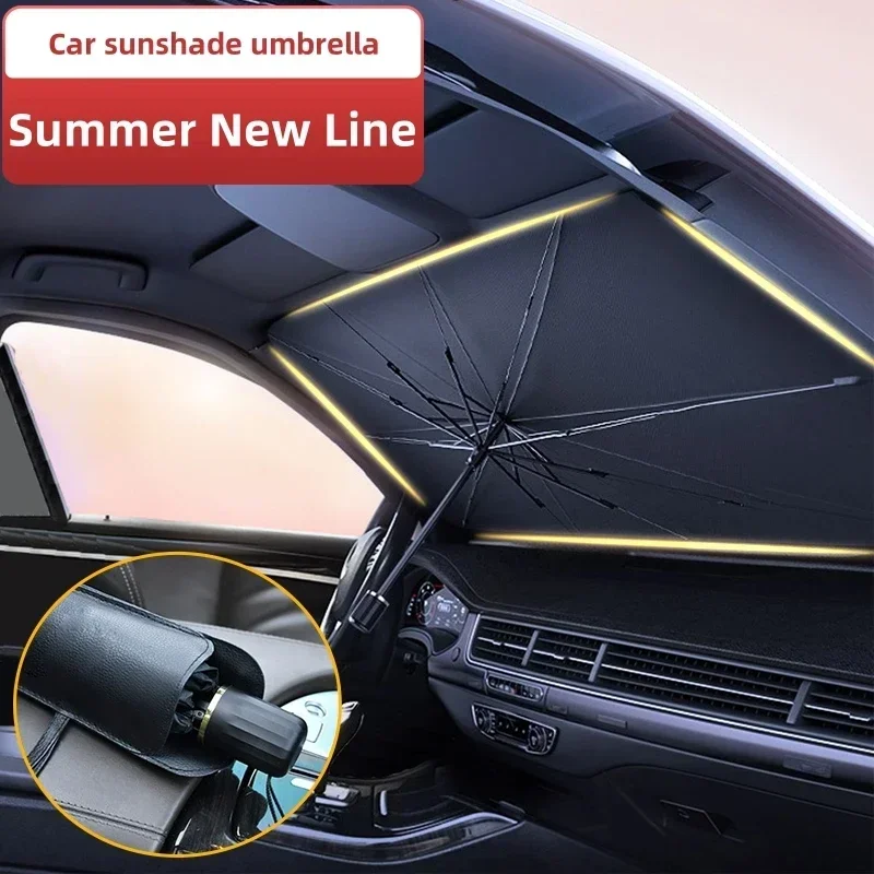 Car Sunshade Durable Stainless Steel Thermal Insulation Telescopic Silver-Coated Windshield Umbrella For Front Gear Easy Amagi image 3