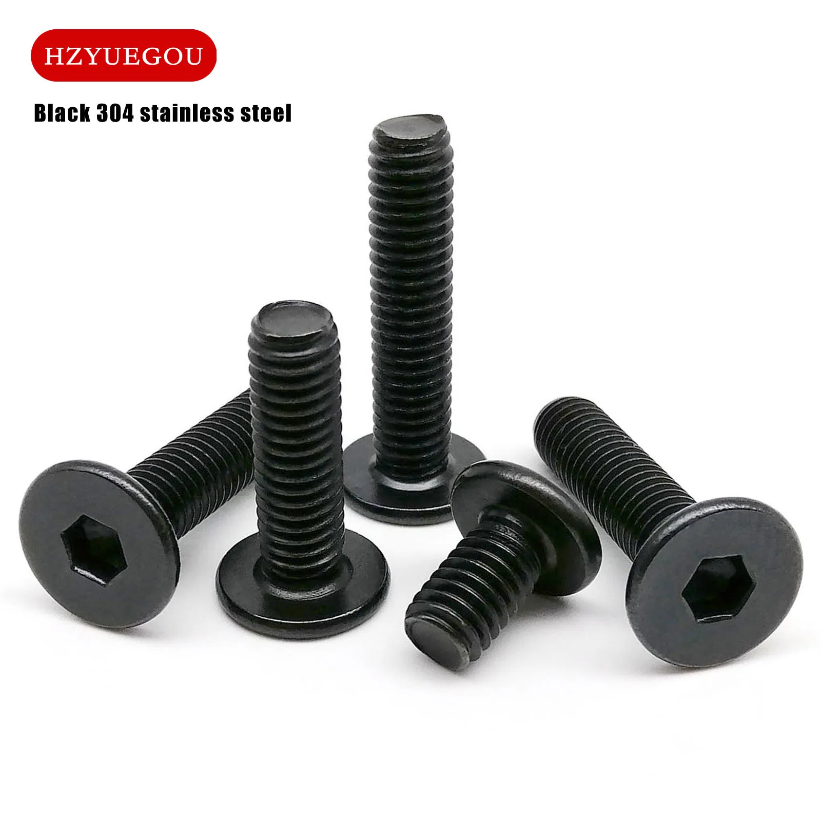 CM M2 M2.5 M3 M4 M5 M6 M8 Black Color 304 A2-70 Stainless Steel Allen Hexagon Hex Socket Ultra Thin Flat Wafer Head Screw Bolt