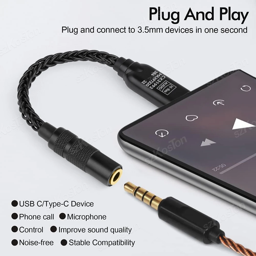 Wzmacniacz słuchawkowy CX31993 MAX97220 Podwójny układ scalony DAC HiFi Wzmacniacz audio IEM AMP Dekoder USB C do portu 3,5 mm z adapterem USB A — zdjęcie produktu 2