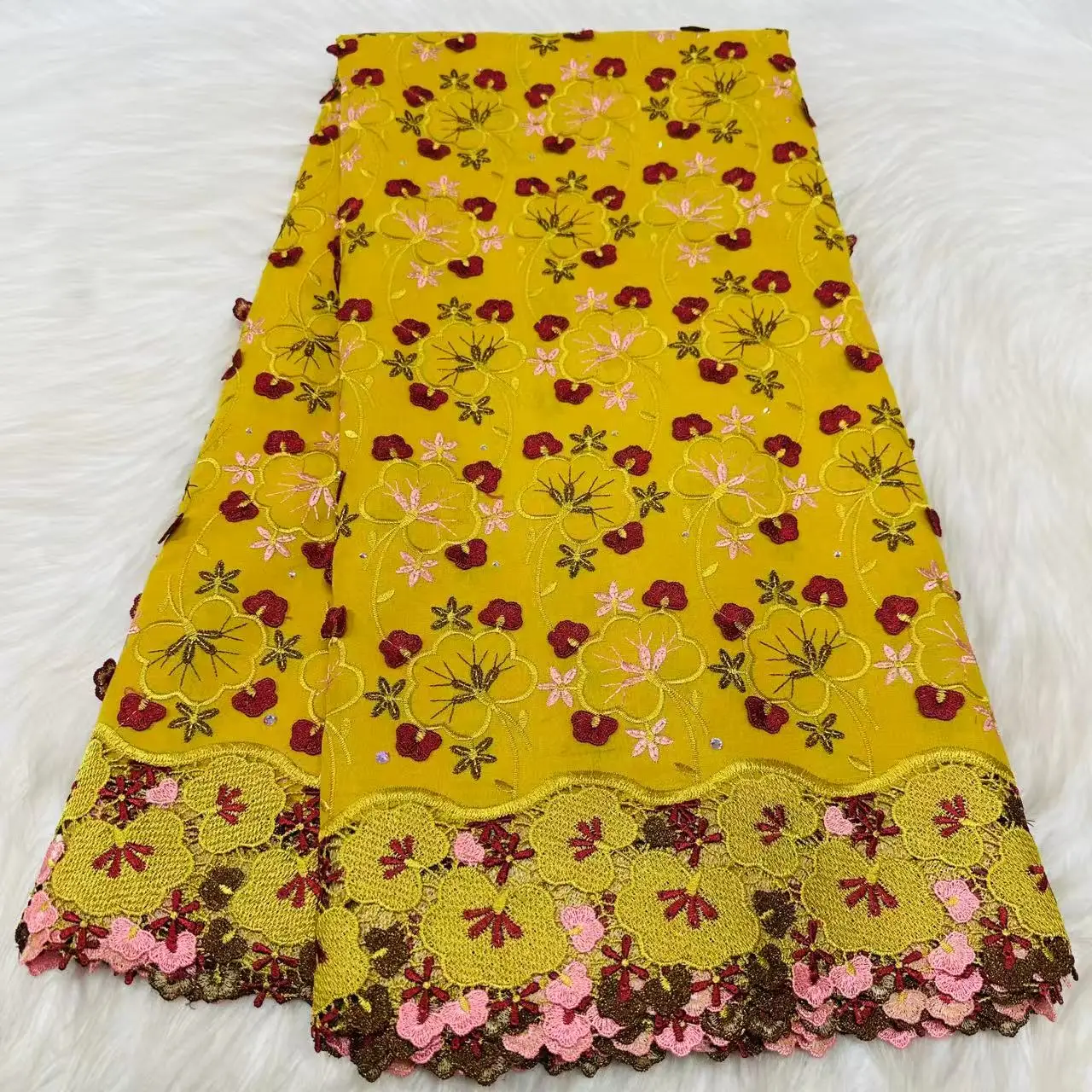 

New Design 100%Cotton African Lace Fabric 2026 High Quality Dry Lace Embroidery Nigeria Swiss Voile Lace In Switzerland 5 Yards