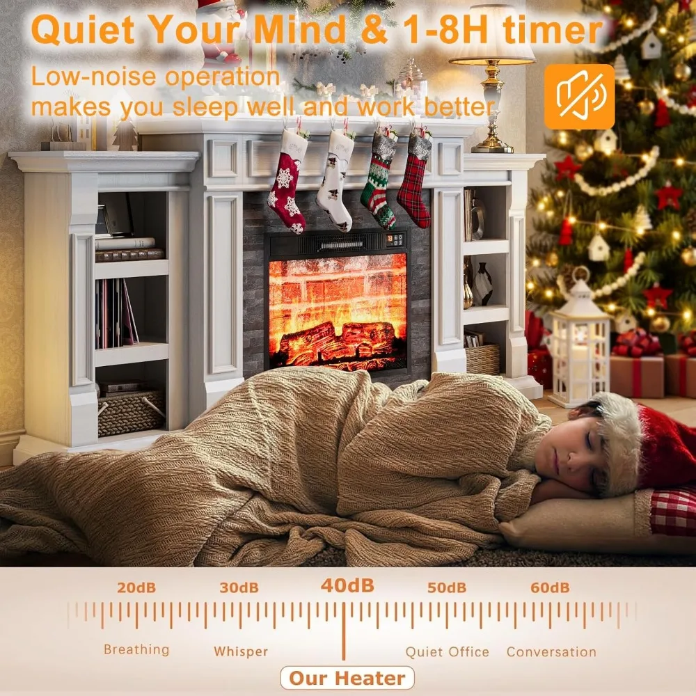 70-дюймовый электрический камин с каминной каминной подставкой для телевизоров с диагональю до 80 дюймов, современный развлекательный центр с местом для хранения