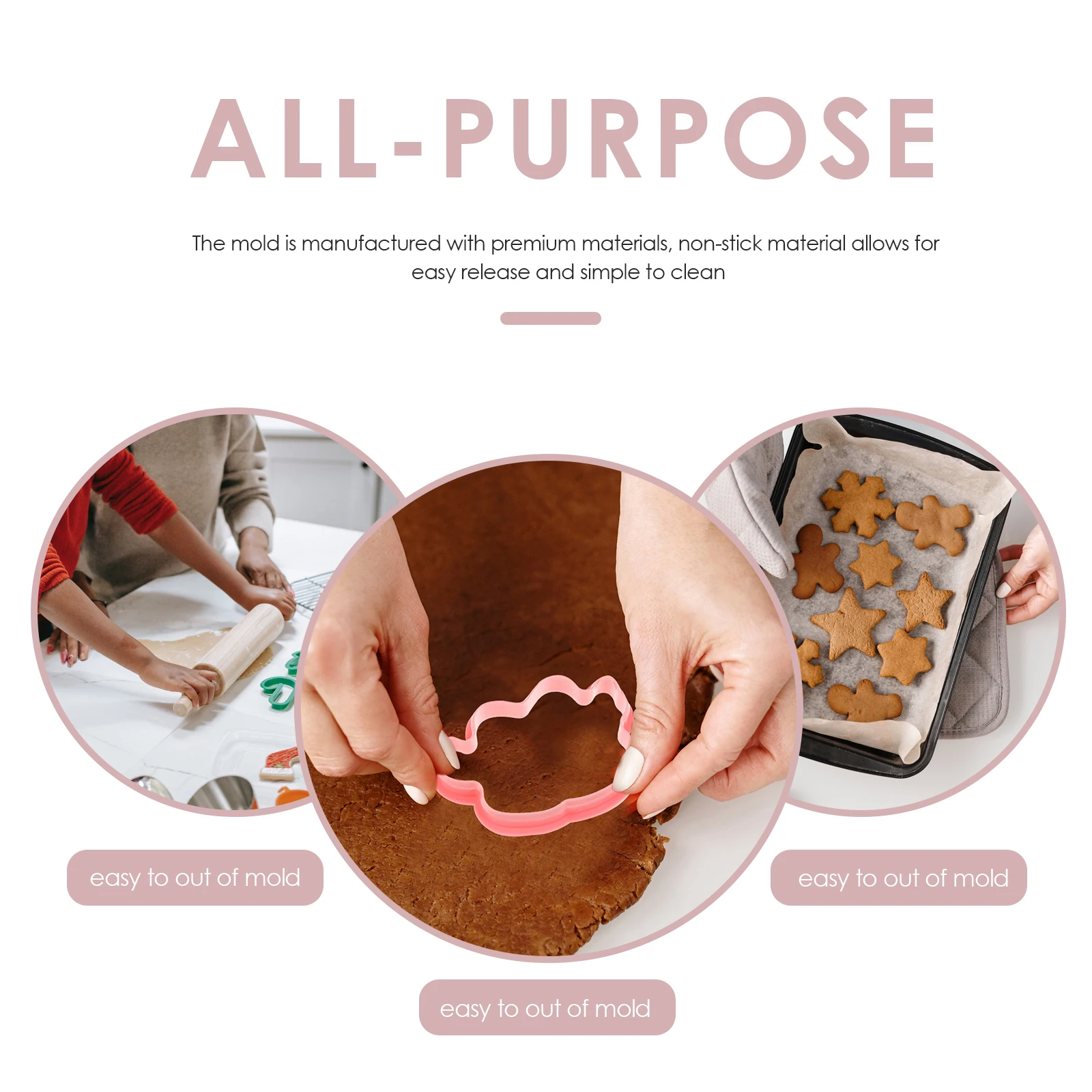 

8Pcs Baking Biscuit Mold Non Stick Christmas DIY Cartoon Embossing Molds for Cookies Cake Chocolates Crafts Baking Tool