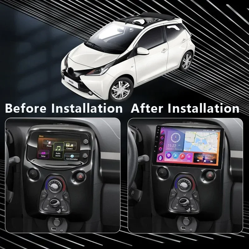 QSZN For Peugeot 108 Toyota Aygo B40 2014 - 2021 Citroen C1 2K QLED Android 13 Car Radio Multimedia Video Player GPS 4G CarPlay