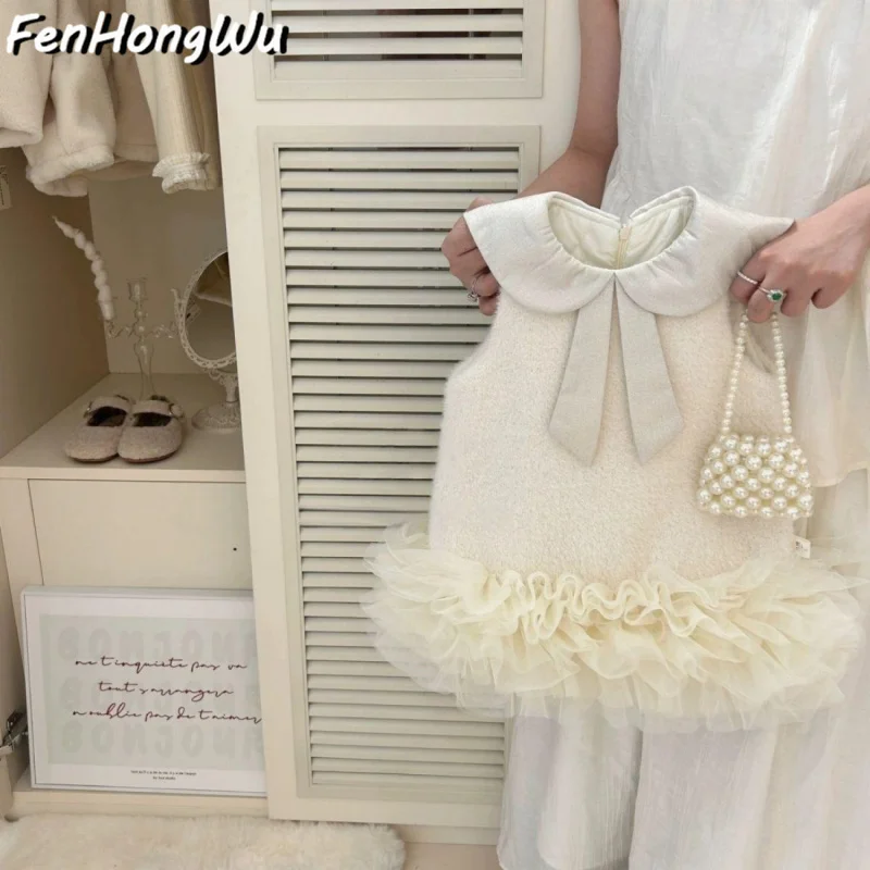 

Quilted Dress Season New Baby Woolen Vest Fashionable Stylish Princess Gown Dress