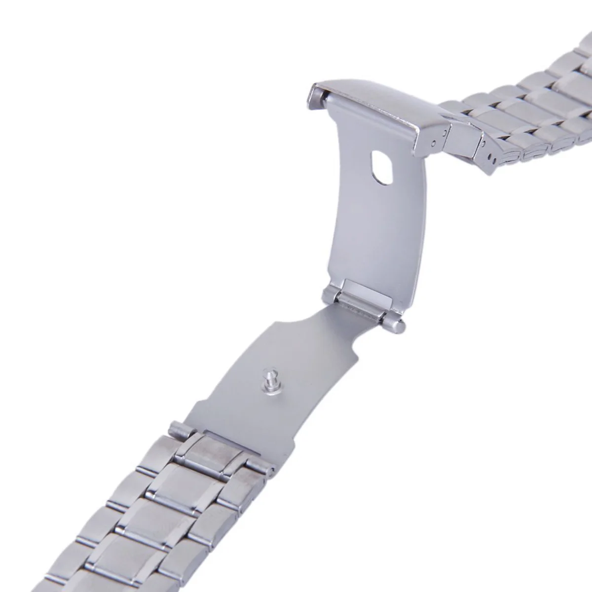 Pulseira de relógio de aço inoxidável 20mm prata 190mm alça longa reta com fivela de botão ajuste seguro 20mm pulseira de relógio