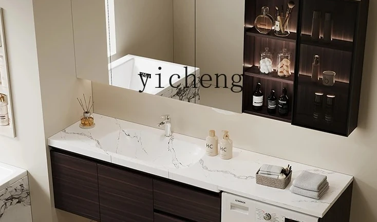 

FY1 Balcony Washing Machine Cabinet Rock Slab Bathroom Cabinet Washroom Washstand Sink Basin