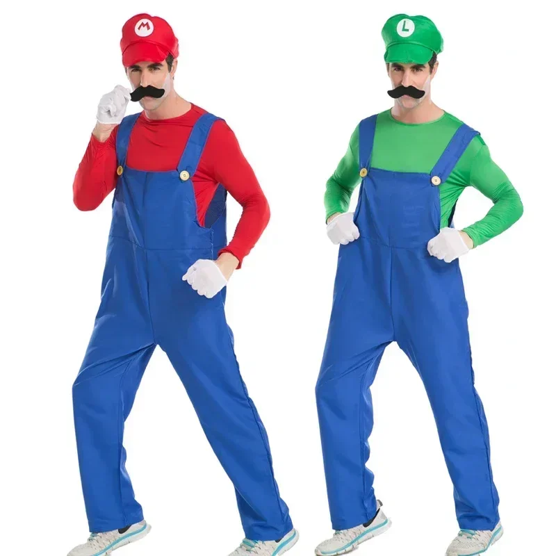 Halloween Super Brother Plumber Costume for Women Men Cosplay Purim Carnival Party Fantasia Dress Up