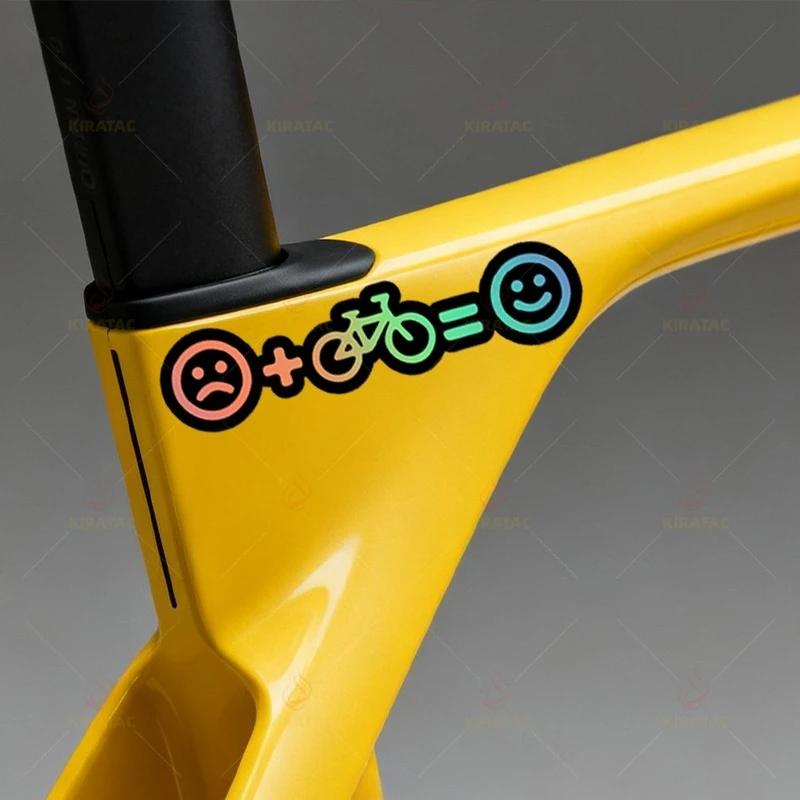 

3PCS Sad to Happy Bike Emoji Waterproof Vinyl Sticker Multicolor For Bicycle Frame Handlebar Decor