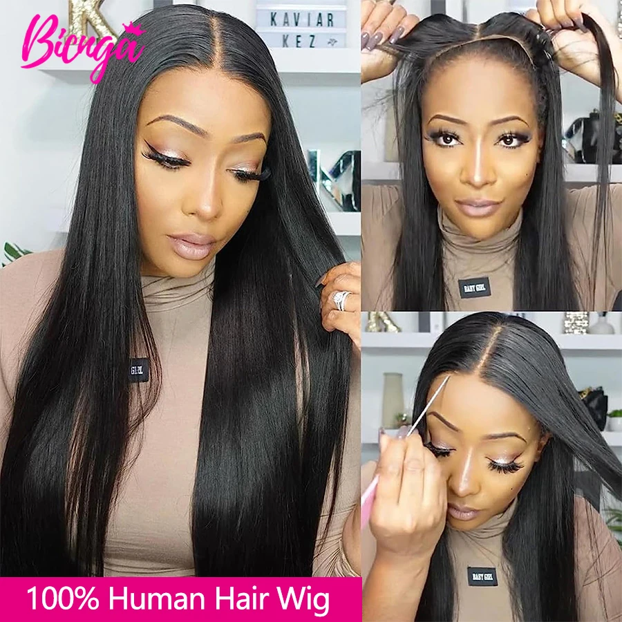 6x4/4x4 Straight Glueless Wig Human Hair Ready to Wear and Go Human Hair Wigs for Women 24 26 inch Brazilian Remy Hair No Glue