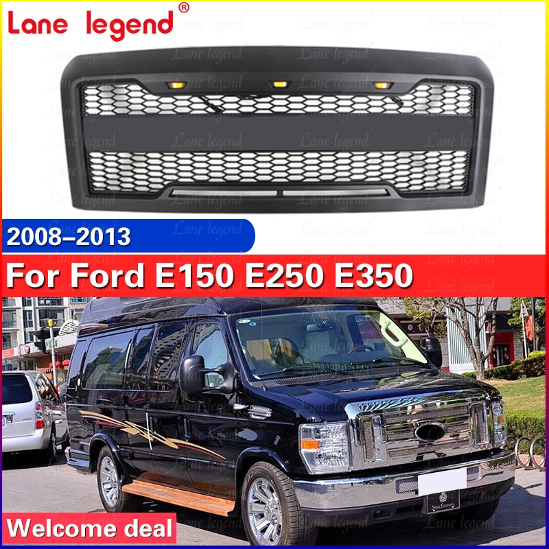 High Quality ABS Front Middle Grill Front Bumper Grille Racing Grills For Ford E150 E250 E350 2008-2013 Ventilation Net