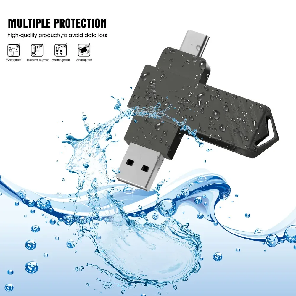 Clé USB rotative de type C pour ordinateur et téléphone portable, clé USB 2.0, disque U, interface touristique, 32 Go, 16 Go, 8 Go, 4 Go, 2 en 1, 64 Go, 128 Go