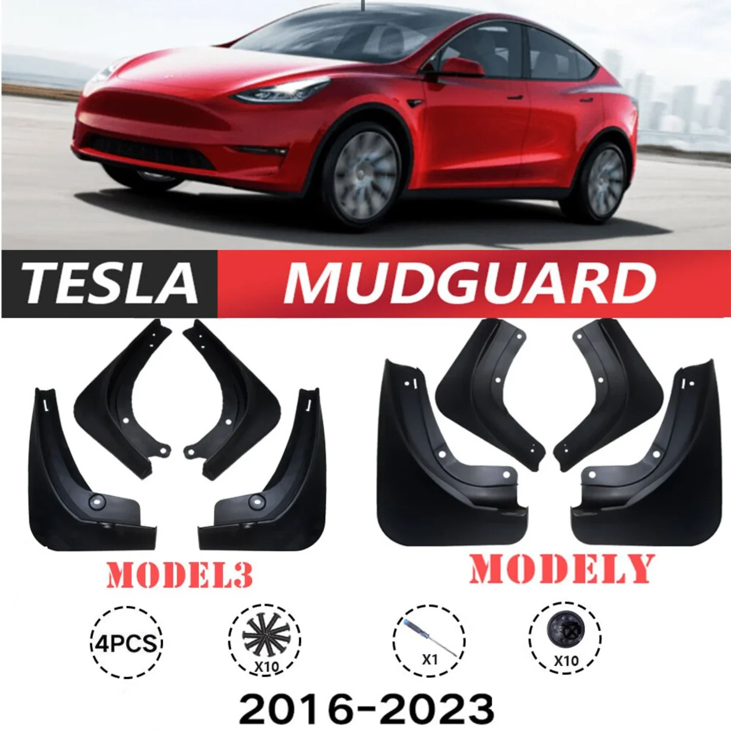 Premium Durable High-Quality Car Mud Flaps Splash Guards for Model 3 and Model Y - Easy Installation Protective Front and Rear W