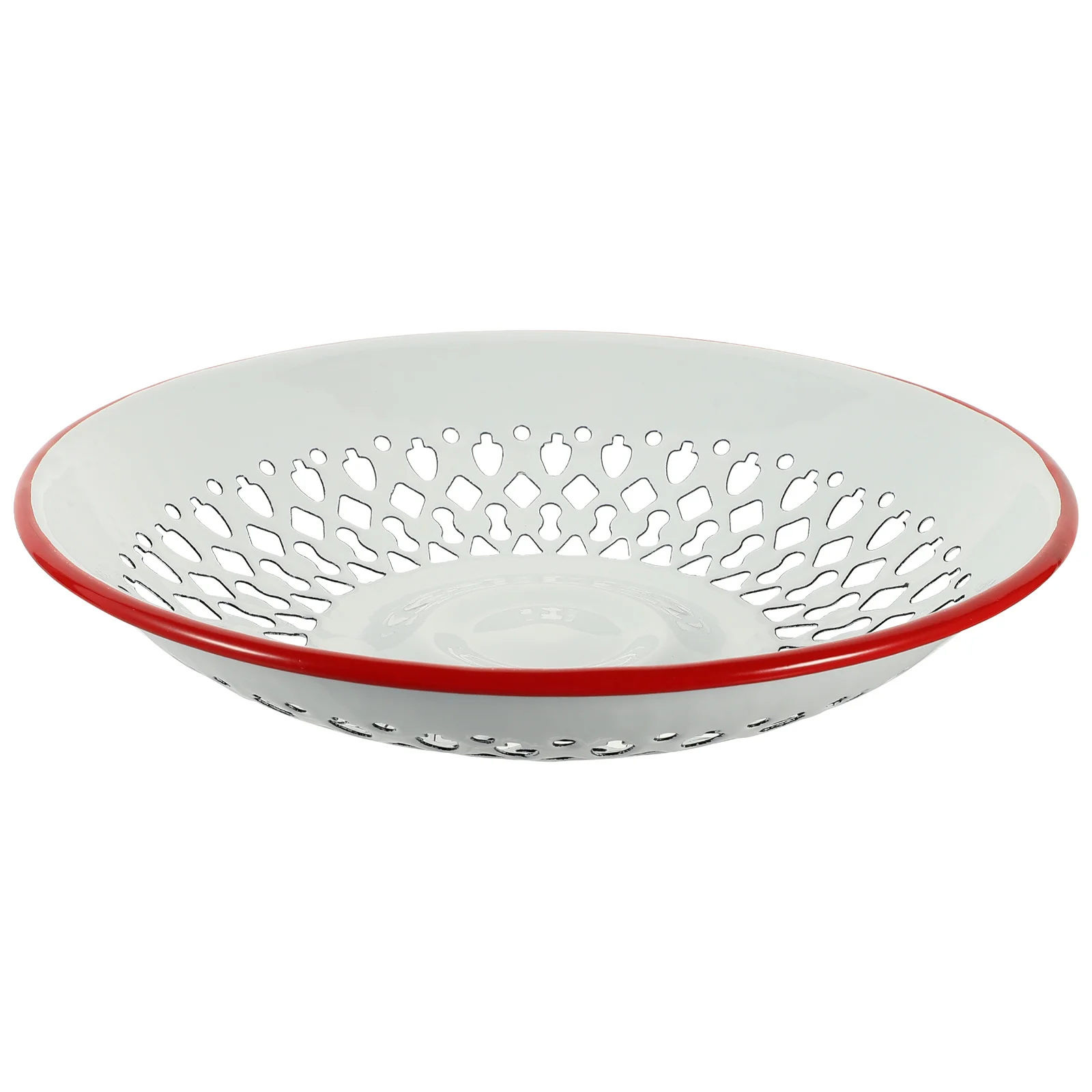 

1Pcs Enamel Hollow Drain Basket Fruit Washing Basin Kitchen Multipurpose Colander Plate Practical Household Tray