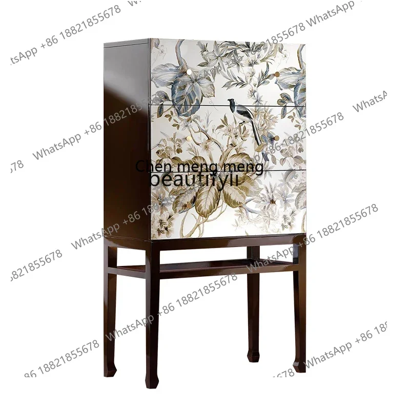 

17832 Art retro painted three-bucket cabinet high cabinet decorative cabinet