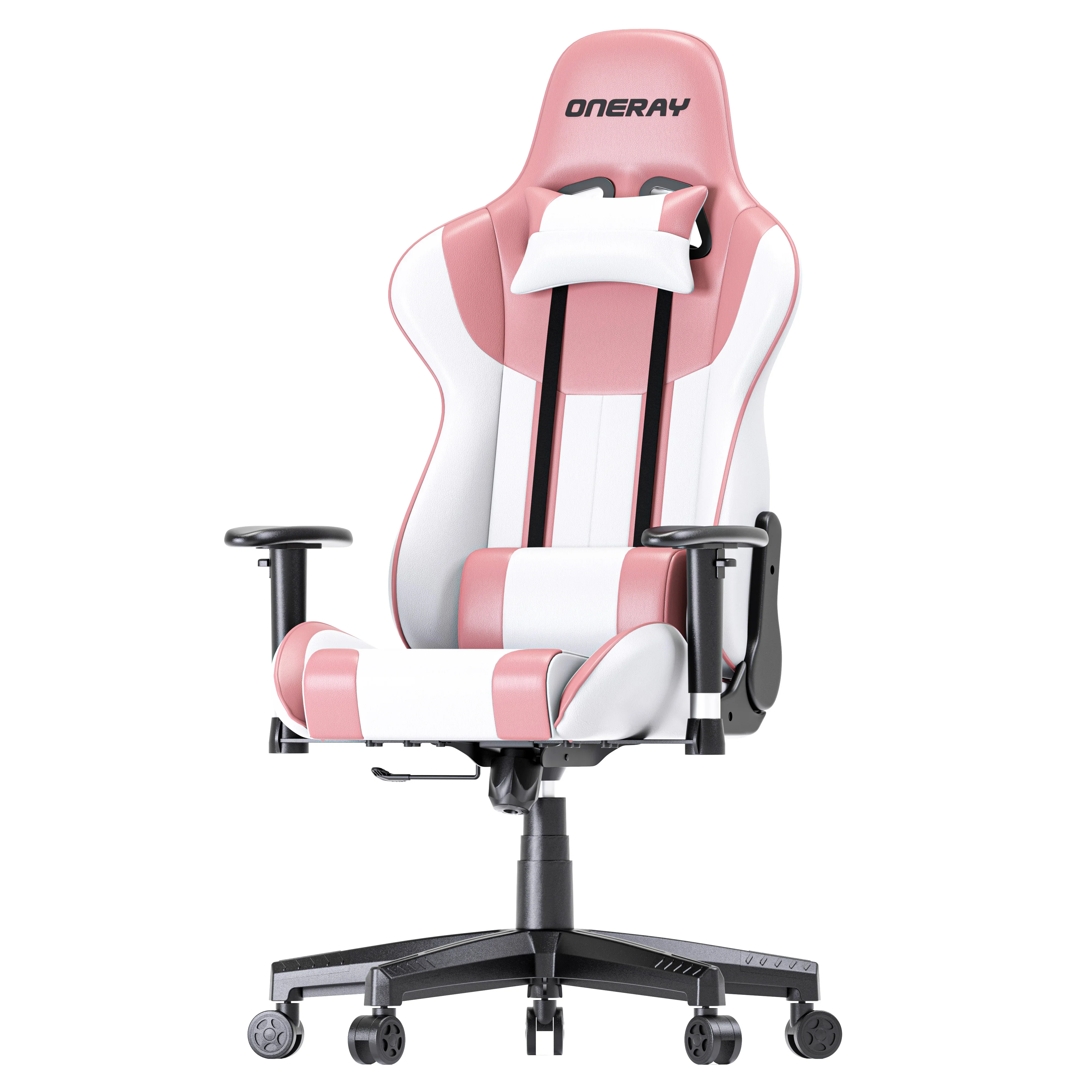 ONERAY PU/PVC Leather Wholesaler Gaming Chair OEM Manufacturer Latest Design Black Pink Gamer Chair Stainless Steel 1piece D0939