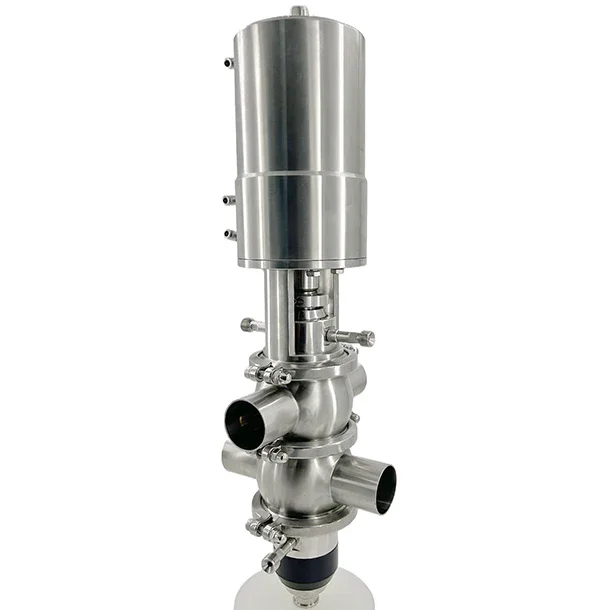 Sanitary Stainless Steel Pneumatic Four Way Reversing Valve Divert Seat Valve Mixing Proof Valve