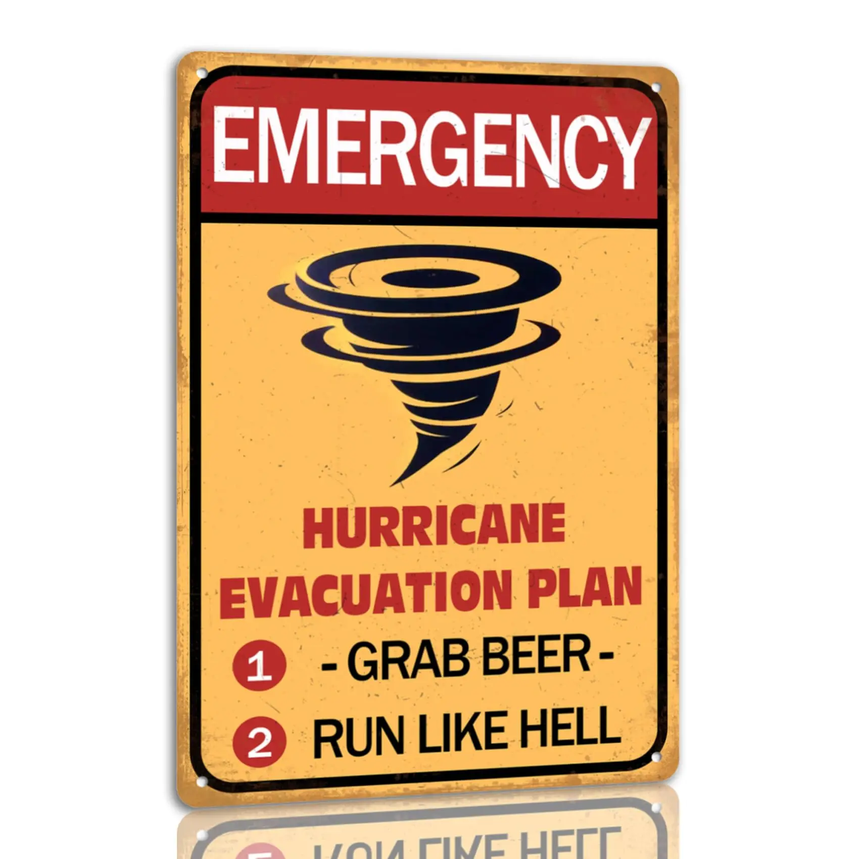 Hurricane Evacuation Plan Tin Sign Grab Beer Run Like Hell Metal Sign Funny Wall Decor Plaque For Home Bar Beach Pool Deck  sign
