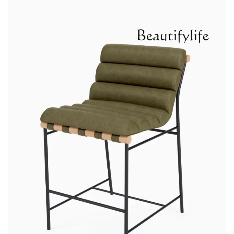 AXR Modern Simple Home Dining Chair Metal Light Luxury Retro Leisure Bar Chair Nordic High Stool Front Desk Chair